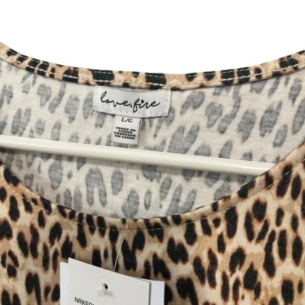 Love Fire Girls Leopard Print Tiered Knit Tank Dress. NWT. Large